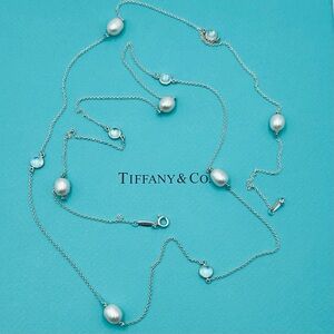 RARE 40” Tiffany & Co. Pearls by the Yard Sprinkle Moonstone Necklace in Silver